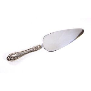 Vintage Blooming roses cake slice, silver plated straight blade small pastry